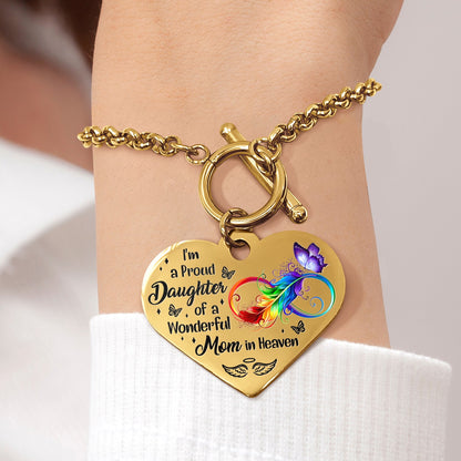 I'm A Proud Daughter - Memorial Gift For Women, Daughters, Mom, Dad - Personalized Heart Bracelet