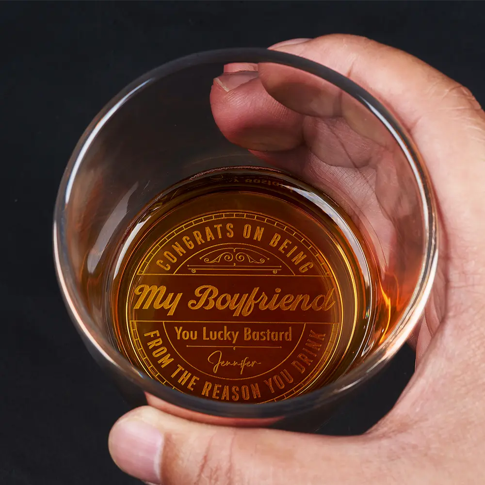 Congrats On Being My Husband From Your Wifey - Personalized Engraved Whiskey Glass