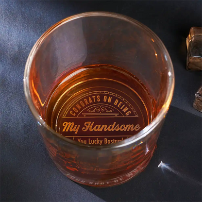 Congrats On Being My Husband From Your Wifey - Personalized Engraved Whiskey Glass