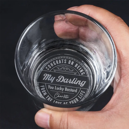 Congrats On Being My Husband From Your Wifey - Personalized Engraved Whiskey Glass