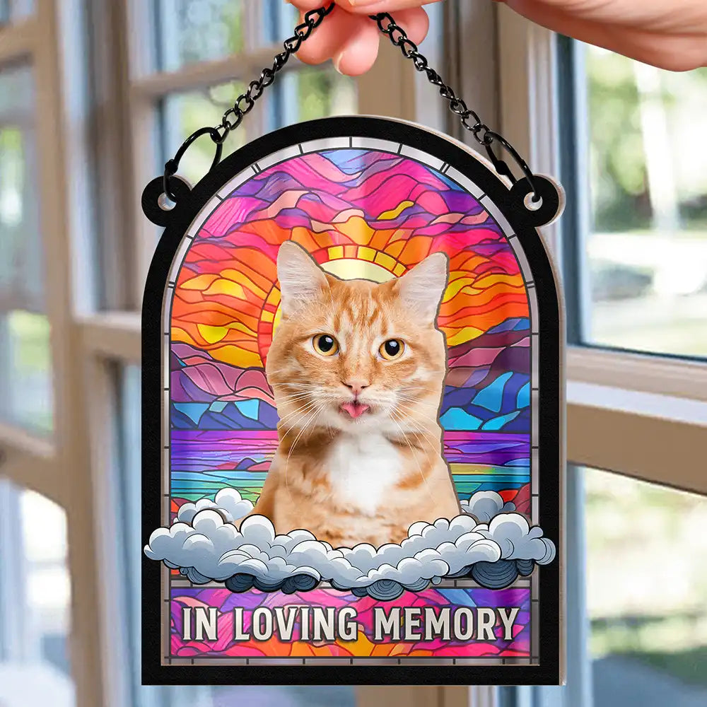 Custom Photo In Loving Memory Family Memorial Pet - Personalized Window Hanging Suncatcher Ornament