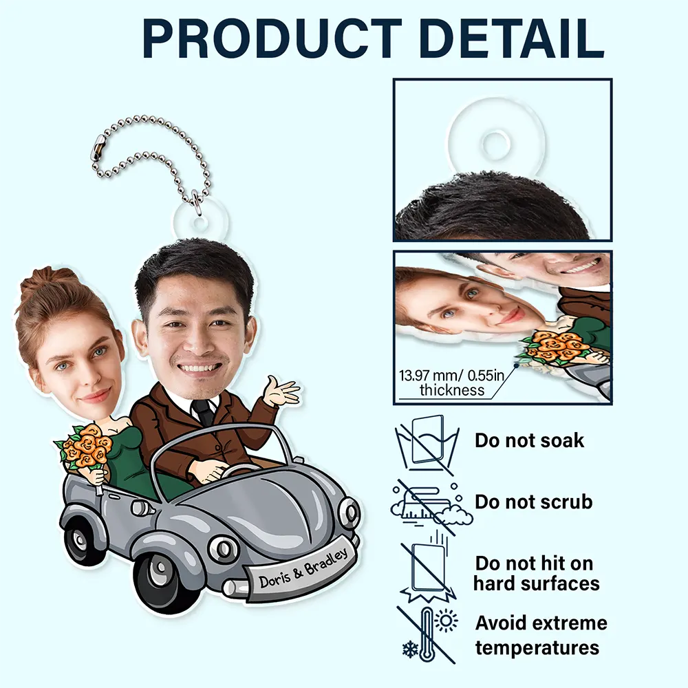 Custom Photo Funny Married Couple Honeymoon Wedding Gift - Personalized Acrylic Car Hanger