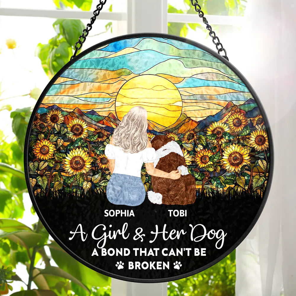 A Bond That Can't Be Broken Dog - Personalized Window Hanging Suncatcher