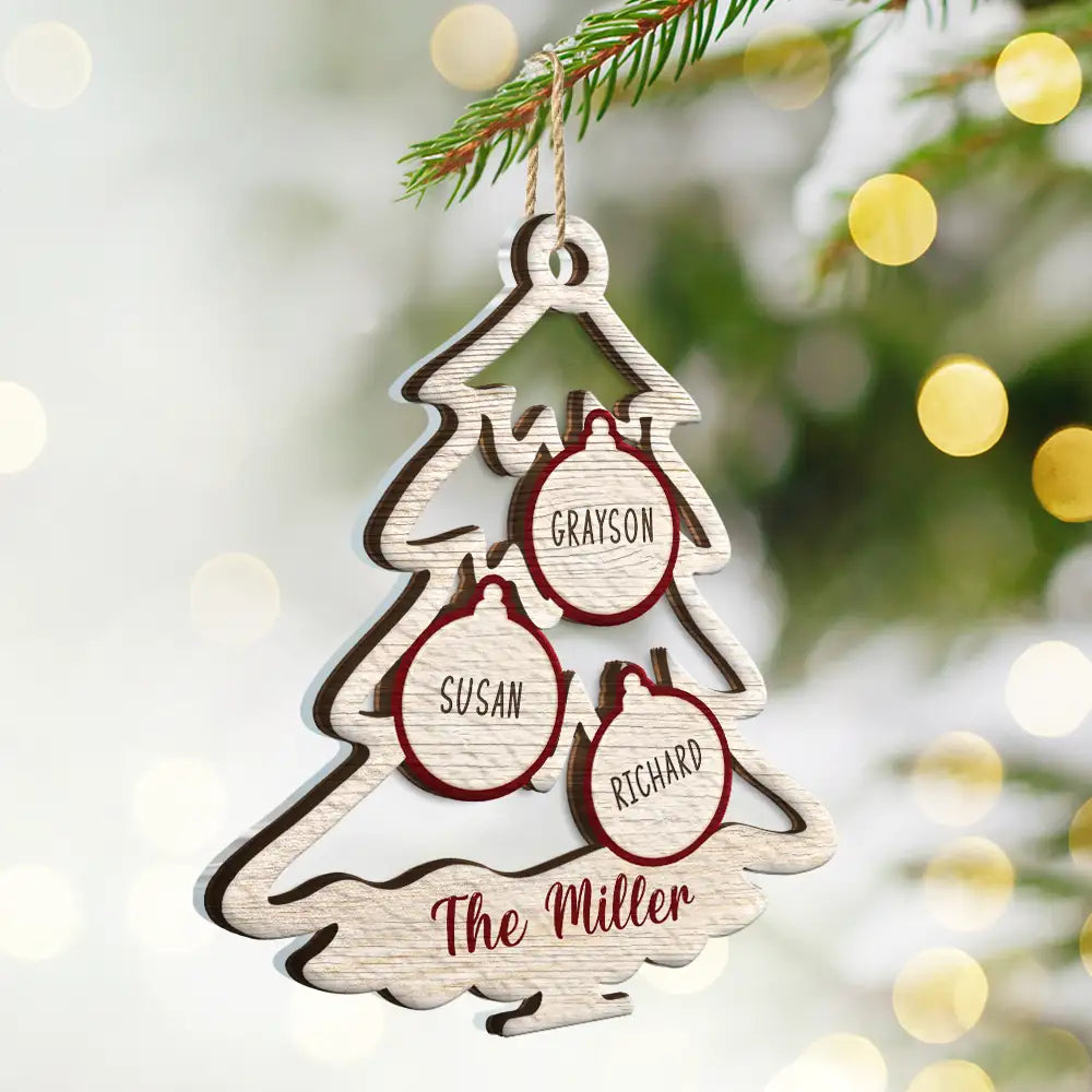 Family Tree With Pet Christmas Icon - Personalized 2-Layered Acrylic Mix Ornament