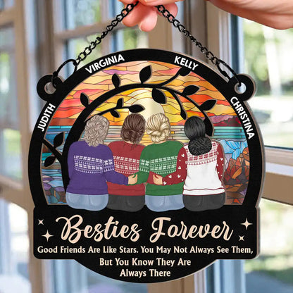 Limitless Laugh Countless Memories Endless Friendship Besties - Personalized Window Hanging Suncatcher Ornament