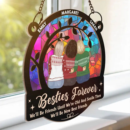 Limitless Laugh Countless Memories Endless Friendship Besties - Personalized Window Hanging Suncatcher Ornament