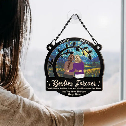 Limitless Laugh Countless Memories Endless Friendship Besties - Personalized Window Hanging Suncatcher Ornament