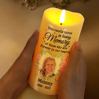 Custom Photo This Candle Burns In Loving Memory - Personalized Flameless LED Candle