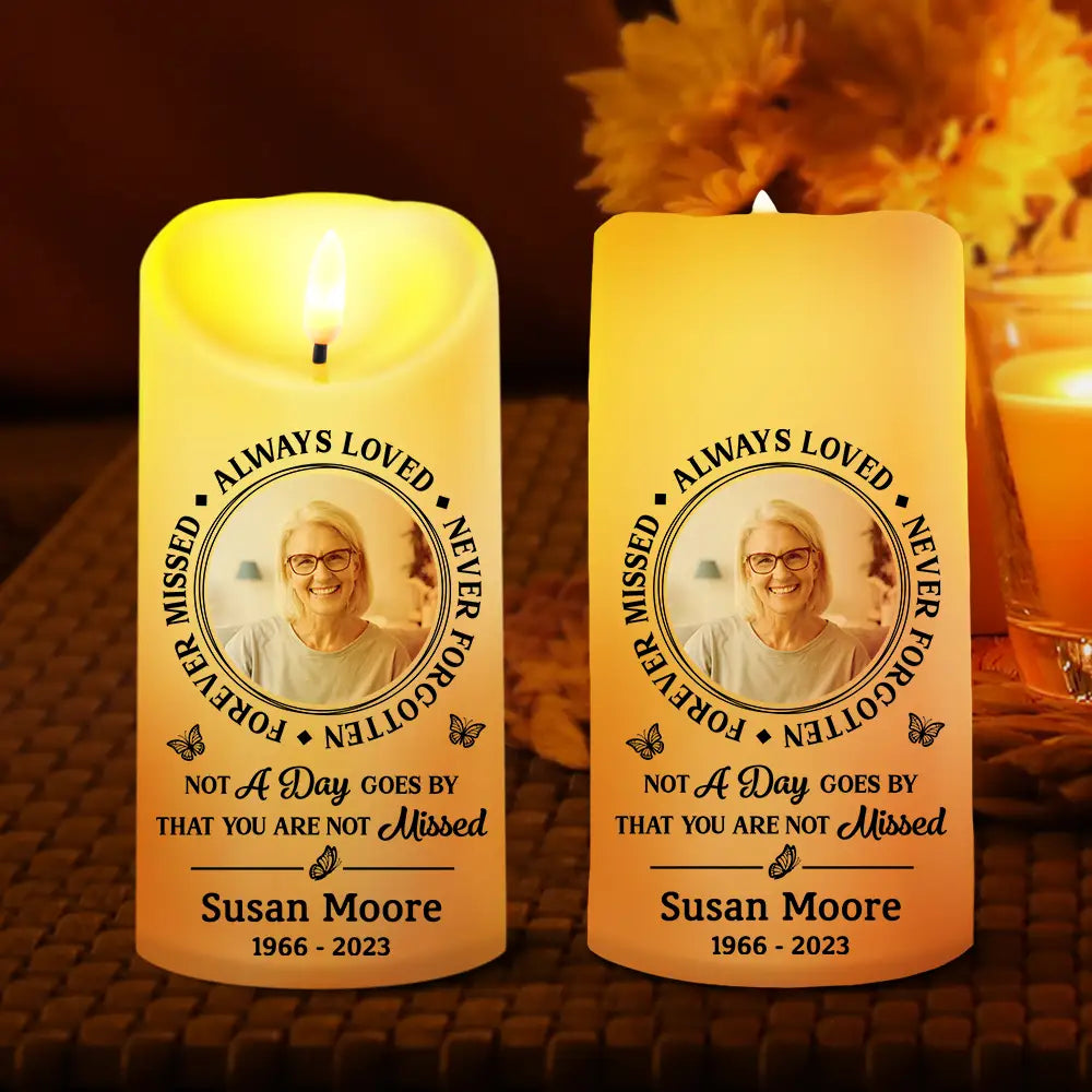 Custom Photo Memorial Always Loved Never Forgotten - Personalized Flameless LED Candle