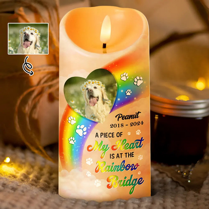 Custom Photo A Piece Of My Heart Miss You Memorial - Personalized Flameless LED Candle