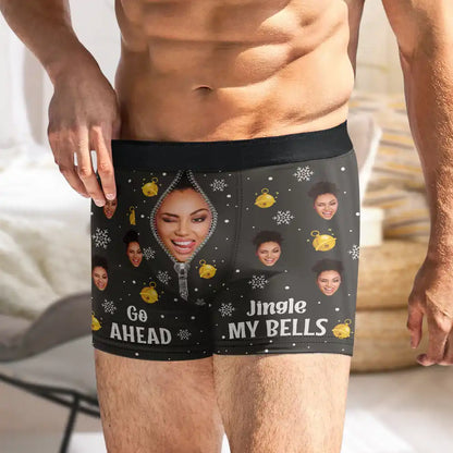 Custom Photo Funny Go Ahead Jingle My Bells - Personalized Men's Boxer Briefs