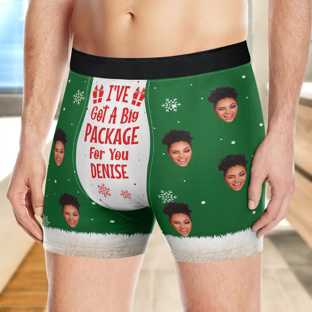 Custom Photo Funny I've Got A Big Package For You Husband - Personalized Men's Boxer Briefs