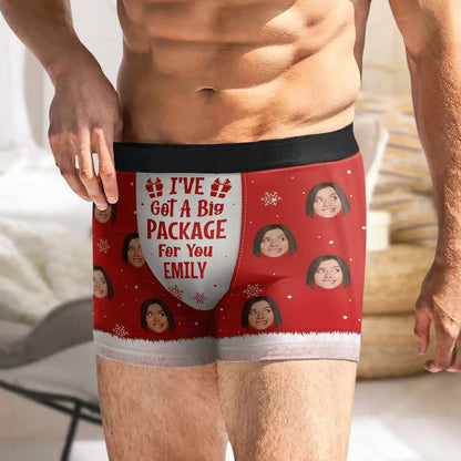 Custom Photo Funny I've Got A Big Package For You Husband - Personalized Men's Boxer Briefs