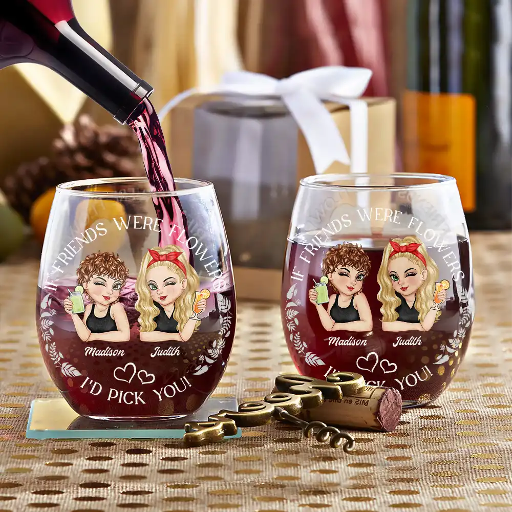 Turban Women Grow An Old Friend Bestie - Personalized Stemless Wine Glass