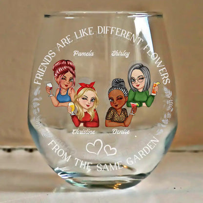 Turban Women Grow An Old Friend Bestie - Personalized Stemless Wine Glass