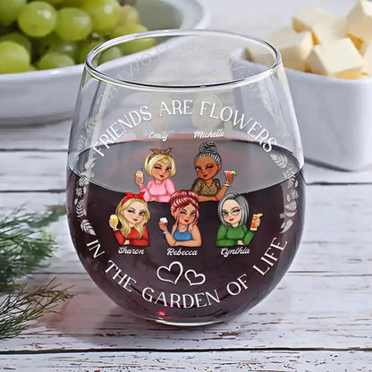 Turban Women Grow An Old Friend Bestie - Personalized Stemless Wine Glass