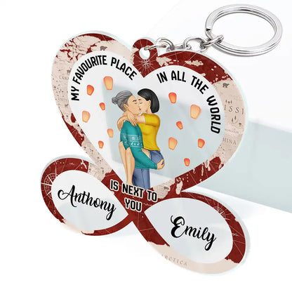 Kissing Couple My Favorite Place In All The World - Personalized Acrylic Keychain