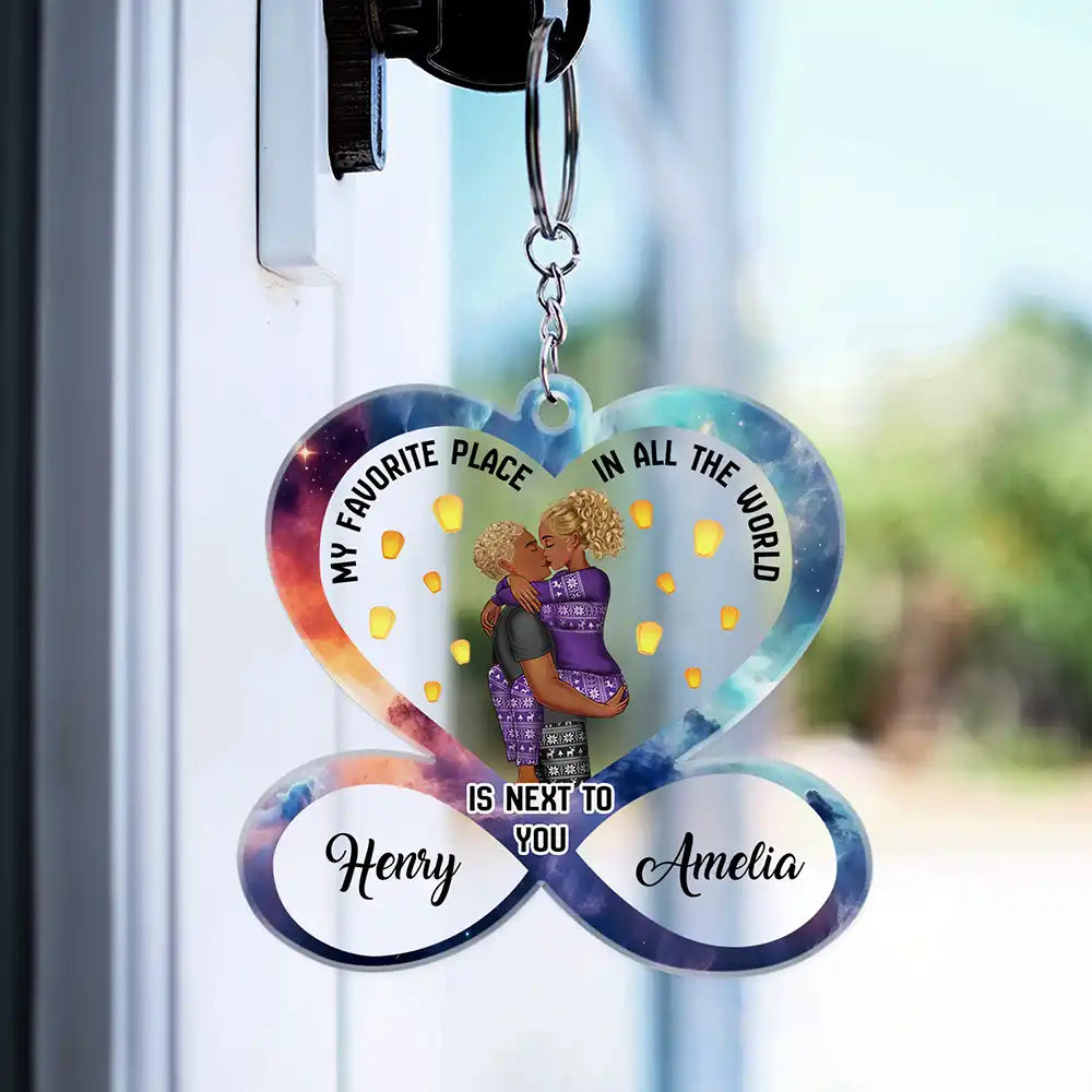 Kissing Couple My Favorite Place In All The World - Personalized Acrylic Keychain
