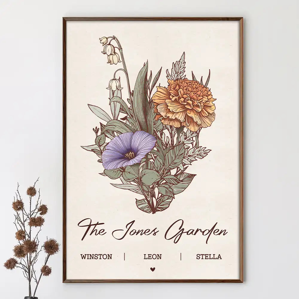 Grandma's Garden Family Birth Flower - Personalized Poster