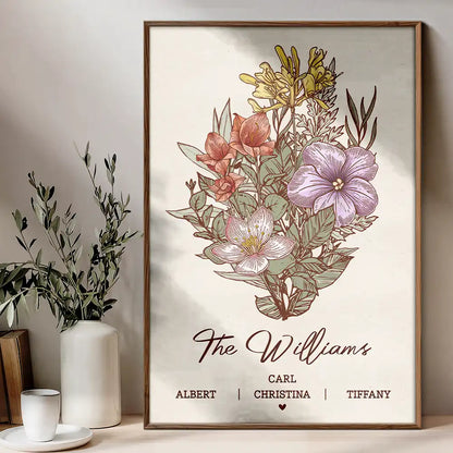Grandma's Garden Family Birth Flower - Personalized Poster