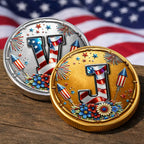 America Stars And Stripes Monogram Initial Custom Name - Personalized Commemorative Keepsake Coin