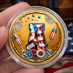 America Stars And Stripes Monogram Initial Custom Name - Personalized Commemorative Keepsake Coin