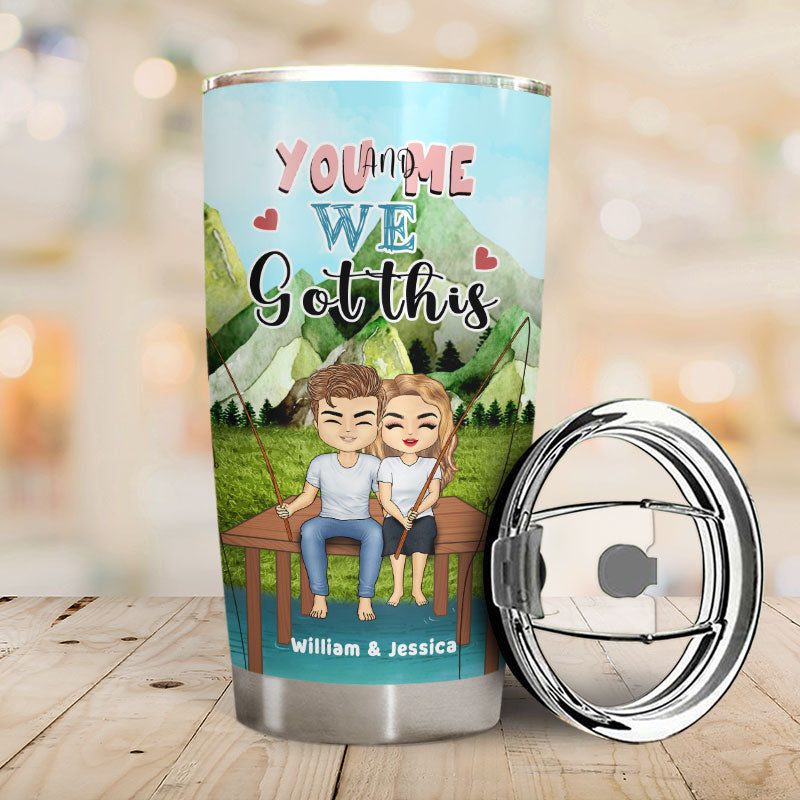 Husband And Wife Fishing Partners For Life - Gift for Couples - Personalized Custom Tumbler