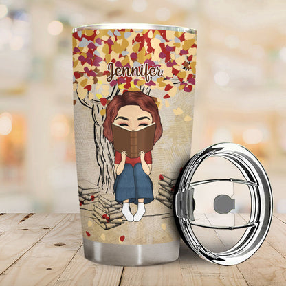 Reading Chibi Girl Under The Tree Just A Girl - Personalized Custom Tumbler