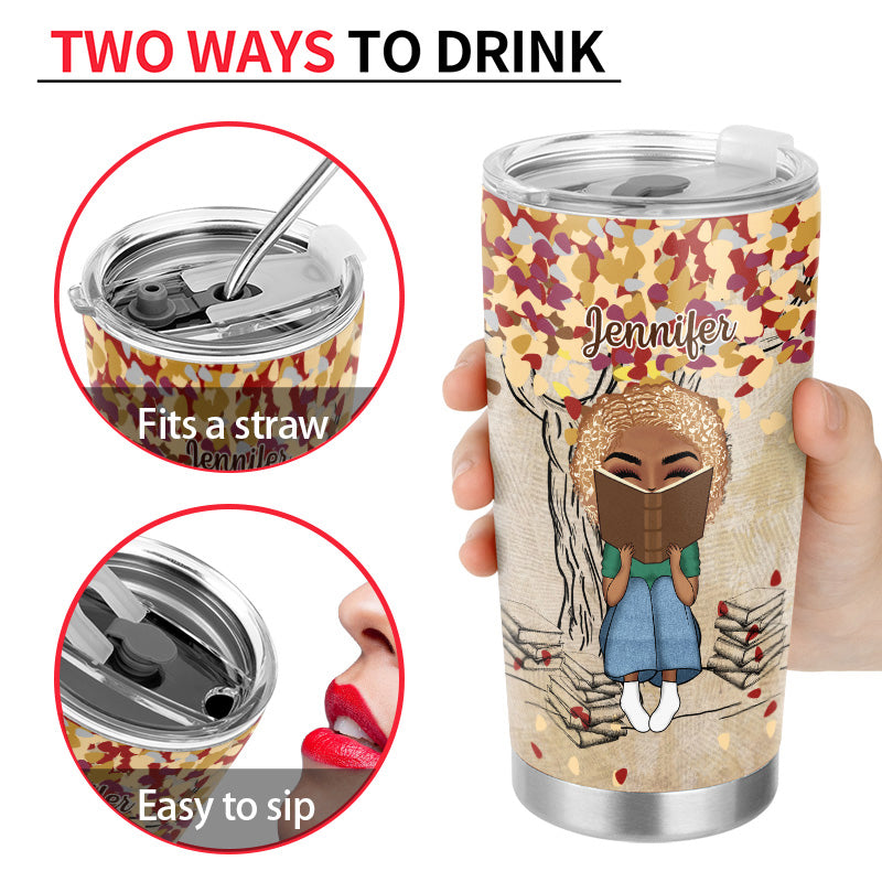 Reading Chibi Girl Under The Tree Just A Girl - Personalized Custom Tumbler