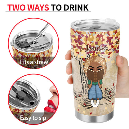 Reading Chibi Girl Under The Tree Just A Girl - Personalized Custom Tumbler