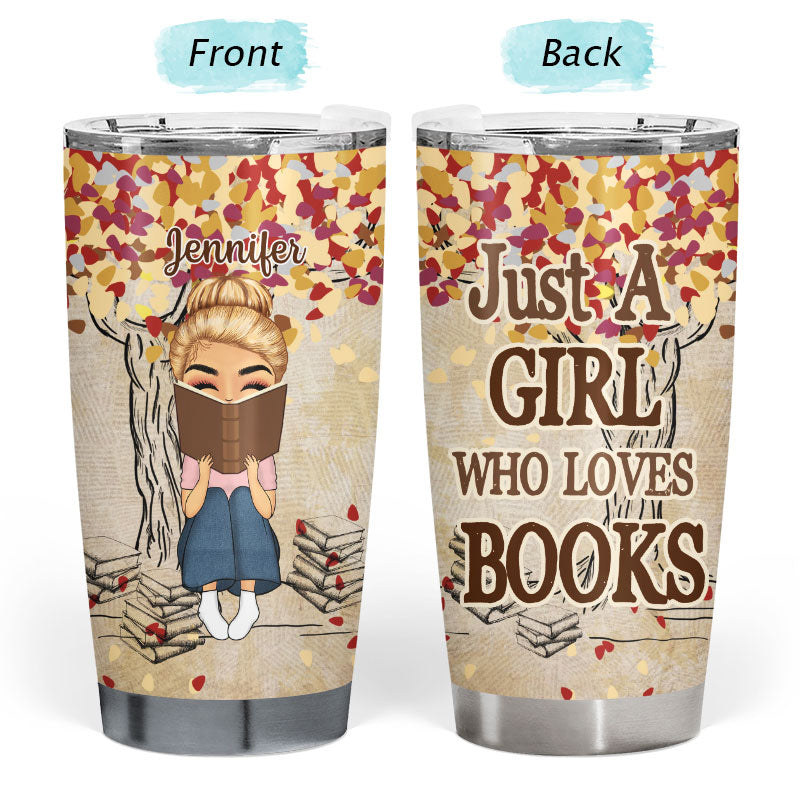 Reading Chibi Girl Under The Tree Just A Girl - Personalized Custom Tumbler