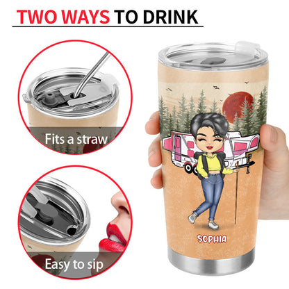 Camping Chibi Just A Girl Who Loves Camping - Personalized Custom Tumbler