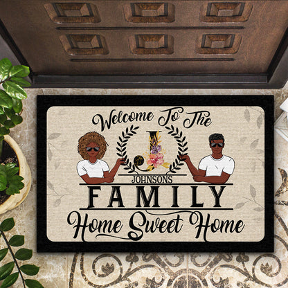 Couple Family Welcome To Our Home Sweet Home - Personalized Custom Doormat