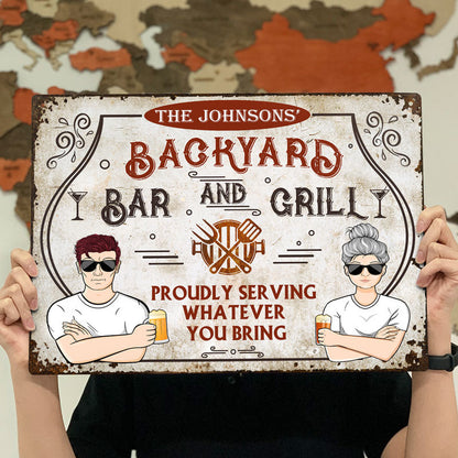 Grilling Backyard Listen To Good Music - Yard Sign - Personalized Custom Classic Metal Signs