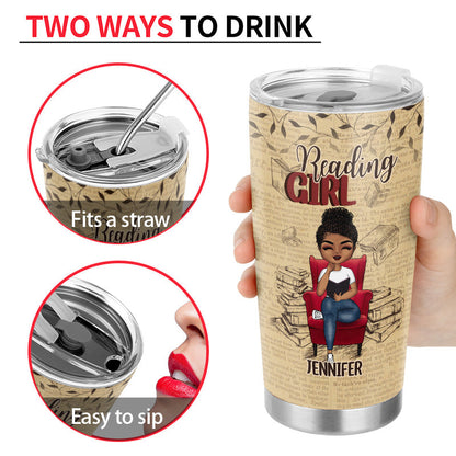 Reading Girl Classy Sassy And A Bit - Gift For Reading Lovers - Personalized Custom Tumbler