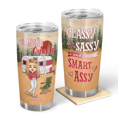 Camping Chibi Girl Classy Sassy - Personalized Custom Tumbler