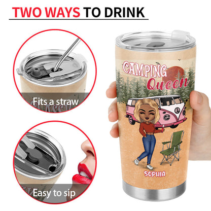 Camping Chibi Girl Classy Sassy - Personalized Custom Tumbler