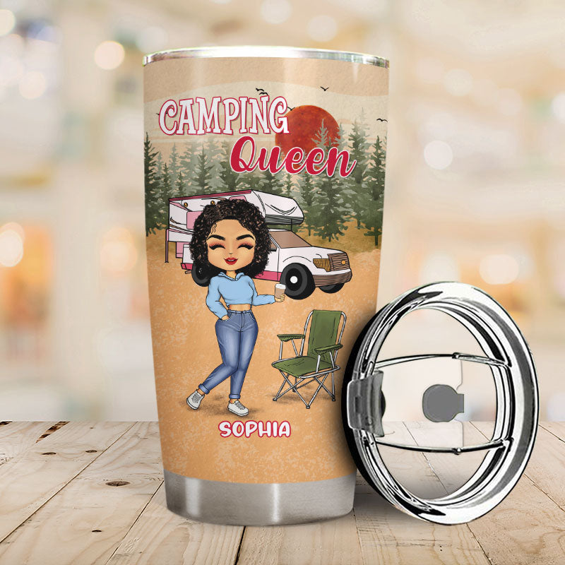 Camping Chibi Girl Classy Sassy - Personalized Custom Tumbler