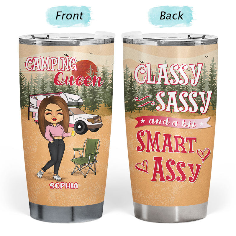 Camping Chibi Girl Classy Sassy - Personalized Custom Tumbler
