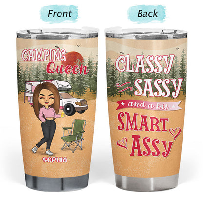 Camping Chibi Girl Classy Sassy - Personalized Custom Tumbler