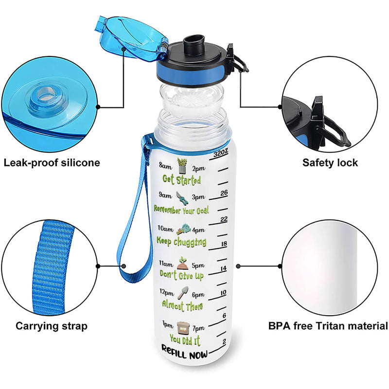 I Garden I Drink Water - Gift For Gardening Lovers - Personalized Water Tracker Bottle