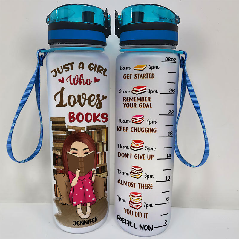 Reading Books We Lose Ourselves In Books - Personalized Custom Water Tracker Bottle