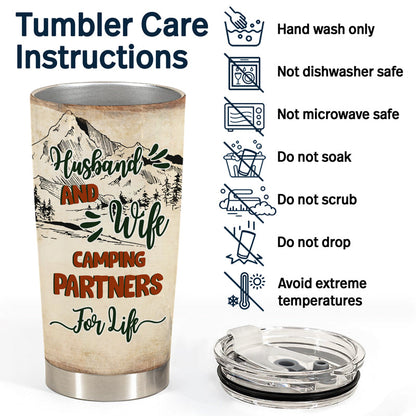 Camping Chibi Couple Watch People Park Their Campers - Personalized Custom Tumbler