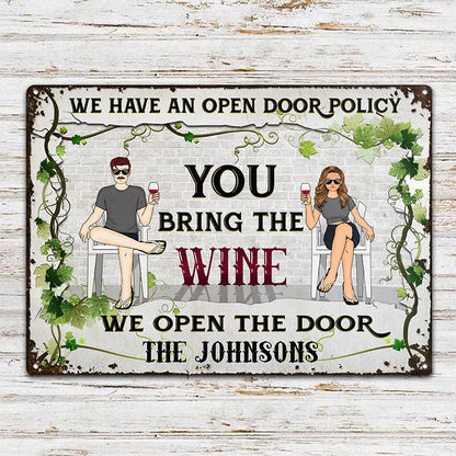 Bring The Wine - Gift For Couples - Personalized Custom Classic Metal Signs