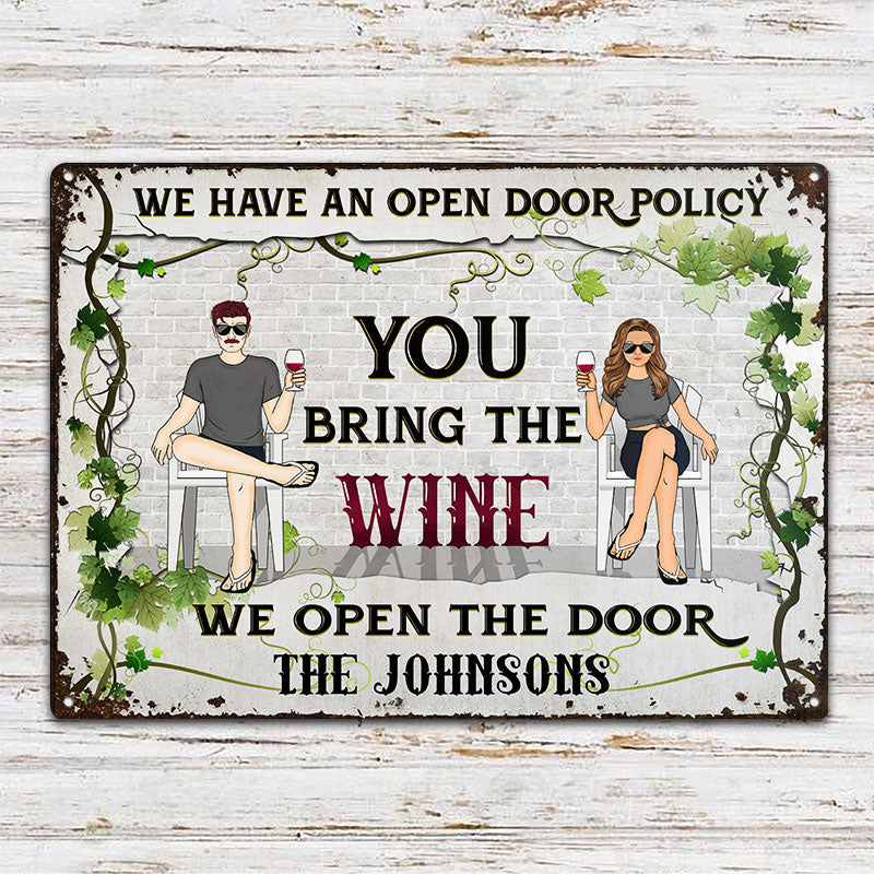 Bring The Wine - Gift For Couples - Personalized Custom Classic Metal Signs