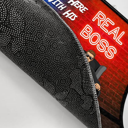 The Boss Lives Here - Gift For Couples - Personalized Custom Doormat