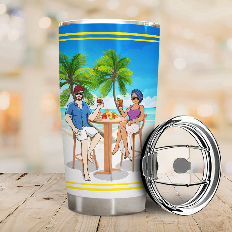 Married AF Beach - Gift For Couples - Personalized Custom Tumbler