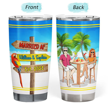 Married AF Beach - Gift For Couples - Personalized Custom Tumbler