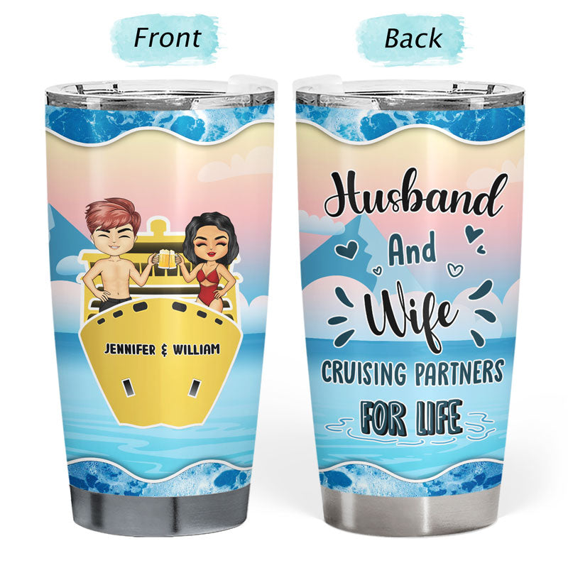 Traveling Cruise Couple Husband And Wife Cruising Partners - Personalized Custom Tumbler