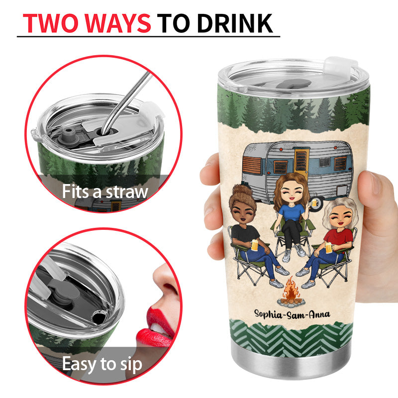 Camping Green Warning The Girls Are Drinking - Personalized Custom Tumbler